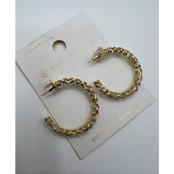 Kendra Scott Medium Hoop Earrings 14K Gold Over Brass Signed NEW - Picture 3 of 7